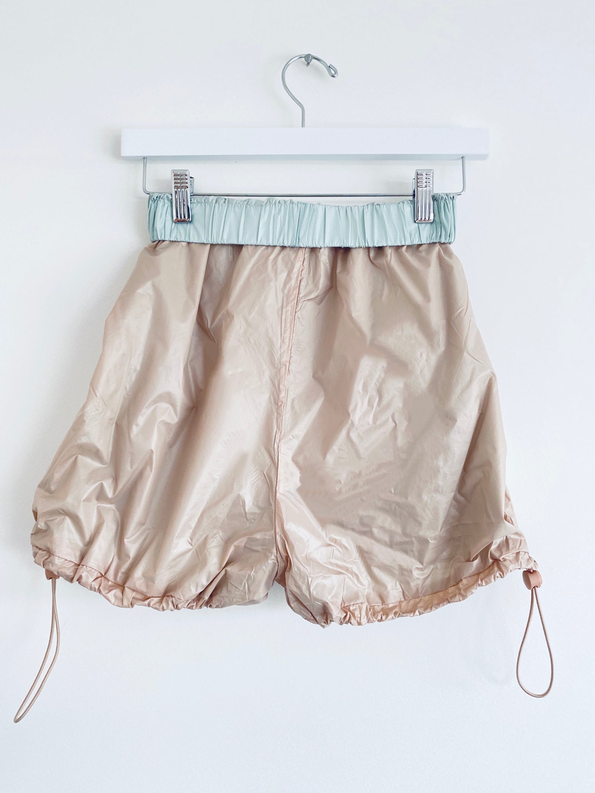 Reversible Trash Shorts in mint and beige from The Collective Dancewear